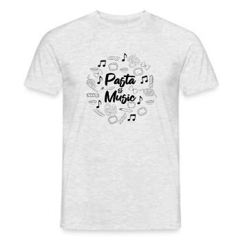 Pasta-Liebhaber von Spaghetti und Musiknoten - Männer T-Shirt - Grau meliert - Vorne - AI Model Male 178 dark (178cm)