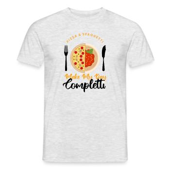 Pizza und Spaghetti machen Probleme Forgetti Pasta - Männer T-Shirt - Grau meliert - Vorne - AI Model Male 178 dark (178cm)