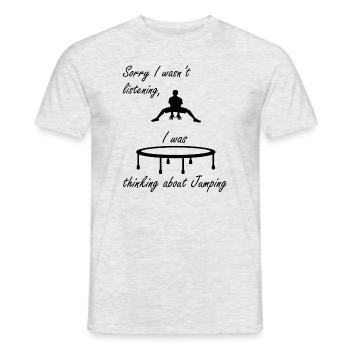 Thinking About Jumping Trampoline Hobby - Men's T-Shirt - heather grey - Front - AI Model Male 178 dark (178cm)