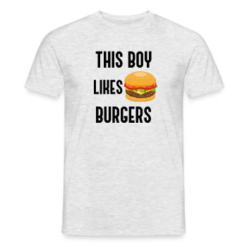 Junge mag Hamburger, ironisches Zitat, Burger - Männer T-Shirt - Grau meliert - Vorne - AI Model Male 178 dark (178cm)