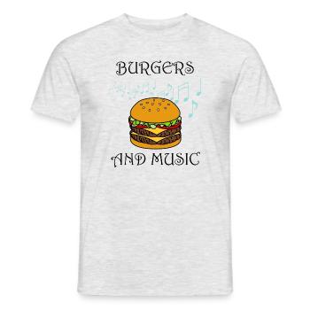 Hamburgers et notes de musique Musician Burger - T-shirt homme - gris chiné - Devant - AI Model Male 178 dark (178cm)
