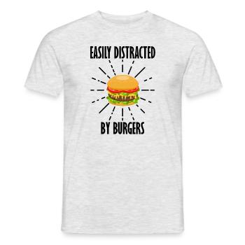 Fast Food Hamburger Cheeseburger mit lustigem - Männer T-Shirt - Grau meliert - Vorne - AI Model Male 178 dark (178cm)