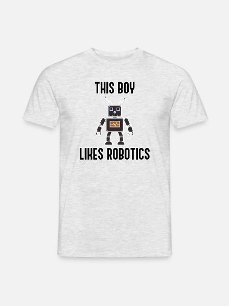 Junge mag Roboter Ironische Robotertechnik - Männer T-Shirt - Grau meliert