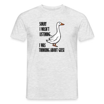 Penser aux oies, à la faune, à la nature - T-shirt homme - gris chiné - Devant - AI Model Male 178 dark (178cm)