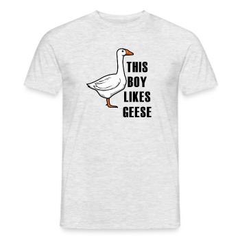 Un garçon aime les oies, la faune, la nature, - T-shirt homme - gris chiné - Devant - AI Model Male 178 dark (178cm)