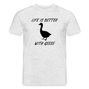 Vie animale sauvage avec oies, jolie oie - T-shirt homme - gris chiné - Devant - AI Model Male 178 dark (178cm)
