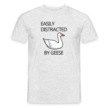 Distracted by Geese Forest Animal Cute Goose - Men's T-Shirt - heather grey - Front - AI Model Male 178 dark (178cm)