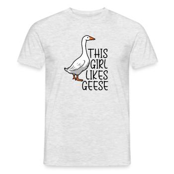 Mädchen mag Gänse Natur Tier Vogel Gans - Männer T-Shirt - Grau meliert - Vorne - AI Model Male 178 dark (178cm)