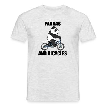 Bicycle and Panda Bears Wildlife Eucalyptus - Men's T-Shirt - heather grey - Front - AI Model Male 178 dark (178cm)