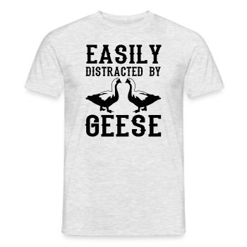 Distrait par les oies, mignon oiseau, oie, dicton - T-shirt homme - gris chiné - Devant - AI Model Male 178 dark (178cm)
