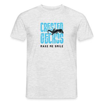 Geckos bringen mich zum Lächeln Nette Schopfgecko - Männer T-Shirt - Grau meliert - Vorne - AI Model Male 178 dark (178cm)