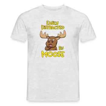Distrait par un mignon orignal, un animal sauvage - T-shirt homme - gris chiné - Devant - AI Model Male 178 dark (178cm)