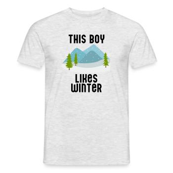 Garçon aime la randonnée, les journées d'hiver, - T-shirt homme - gris chiné - Devant - AI Model Male 178 dark (178cm)