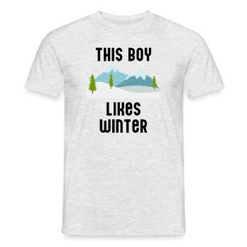 Garçon aime la saison hivernale, les montagnes, la - T-shirt homme - gris chiné - Devant - AI Model Male 178 dark (178cm)