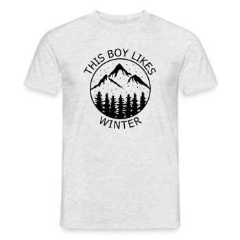 Junge mag Wandern, Wintertage, Berge, Landschaft - Männer T-Shirt - Grau meliert - Vorne - AI Model Male 178 dark (178cm)