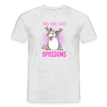 Cute Opossum Funny Saying Girl Likes Opossums - Men's T-Shirt - heather grey - Front - AI Model Male 178 dark (178cm)