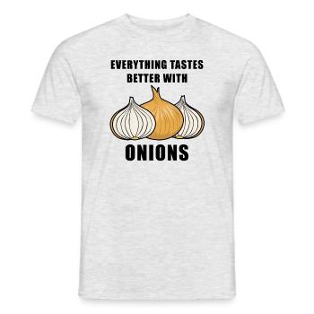 Life With Onions Ironic Food Hobby Chef - Men's T-Shirt - heather grey - Front - AI Model Male 178 dark (178cm)