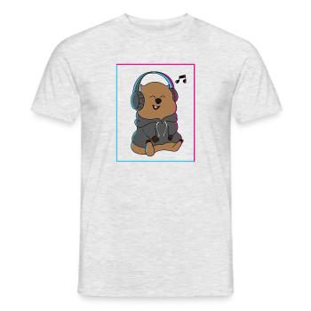 Wombat Music Notes, musicien, Cute Rodent - T-shirt homme - gris chiné - Devant - AI Model Male 178 dark (178cm)