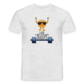 Life With Deadlifts Gym Quote Powerlifter Workout - Men's T-Shirt - heather grey - Front - AI Model Male 178 dark (178cm)