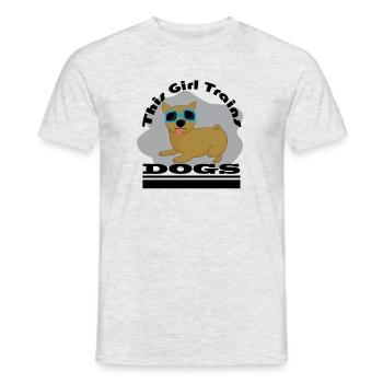 Mädchen trainiert Hunde, niedliches - Männer T-Shirt - Grau meliert - Vorne - AI Model Male 178 dark (178cm)