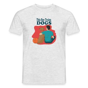 Un garçon entraîne des chiens en disant - T-shirt homme - gris chiné - Devant - AI Model Male 178 dark (178cm)