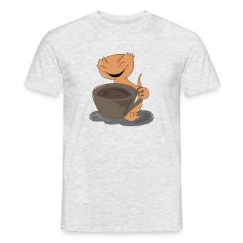 Crested Gecko Coffee Süße Echse Lazy Office Monday - Männer T-Shirt - Grau meliert - Vorne - AI Model Male 178 dark (178cm)