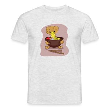 Haubengecko isst Ramen-Nudeln süße Echsen - Männer T-Shirt - Grau meliert - Vorne - AI Model Male 178 dark (178cm)