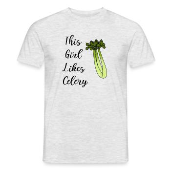 Mädchen mag Sellerie: Ironisches Sprichwort: - Männer T-Shirt - Grau meliert - Vorne - AI Model Male 178 dark (178cm)