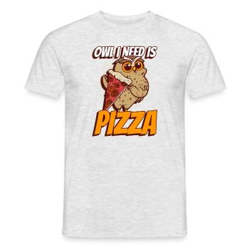 Owl I Need Pizza Funny Hobby Chef Wildlife Owls - Men's T-Shirt - heather grey - Front - AI Model Male 178 dark (178cm)