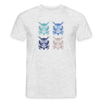 Natur Eule Wildtiere Waldtier Künstlerische Eule - Männer T-Shirt - Grau meliert - Vorne - AI Model Male 178 dark (178cm)