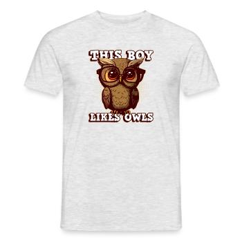 Joli oiseau, nuit, forêt, animaux, hiboux, nature - T-shirt homme - gris chiné - Devant - AI Model Male 178 dark (178cm)