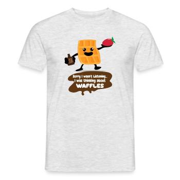 Thinking About Eating Waffles Syrup Cute Waffle - Men's T-Shirt - heather grey - Front - AI Model Male 178 dark (178cm)