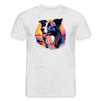 Vintage Sunset Border Collie - Men's T-Shirt - heather grey - Front - AI Model Male 178 dark (178cm)