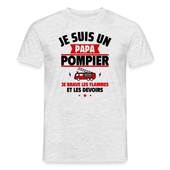 Papa pompier, Cadeau fête des pères - T-shirt homme - gris chiné - Devant - AI Model Male 178 dark (178cm)
