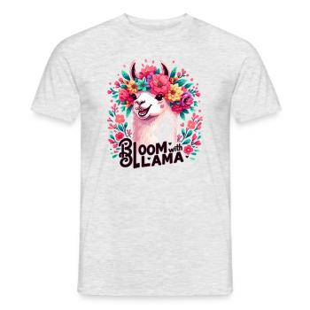 Llama with floral wreath - Men's T-Shirt - heather grey - Front - AI Model Male 178 dark (178cm)
