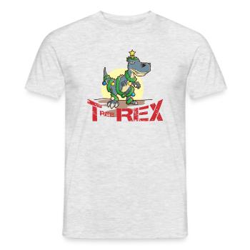 Tree Rex Dinosaurier als Weihnachtsbaum I Geschenk - Männer T-Shirt - Grau meliert - Vorne - AI Model Male 178 dark (178cm)