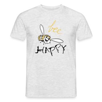 bee happy - Men's T-Shirt - heather grey - Front - AI Model Male 178 dark (178cm)