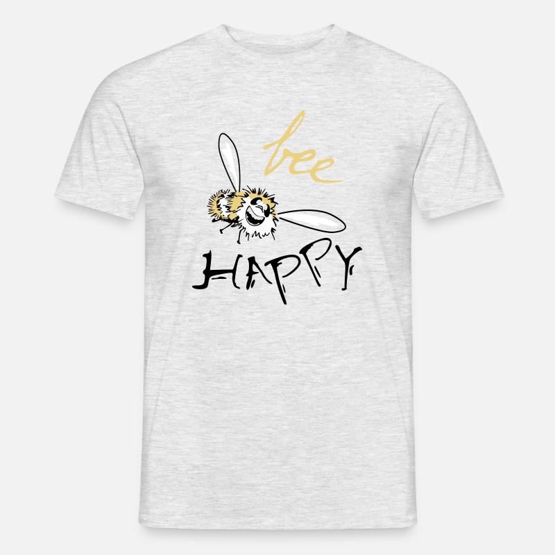 Biene glücklich - Männer T-Shirt - Grau meliert