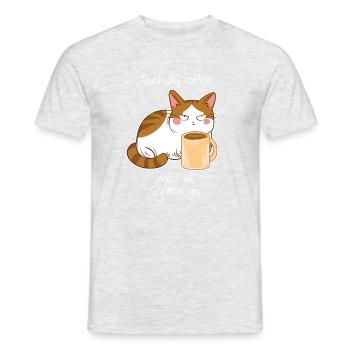 Sweet Angry Cat Coffee Monday Caffeine - Men's T-Shirt - heather grey - Front - AI Model Male 178 dark (178cm)