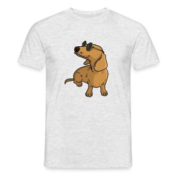 Dachshund Chiller Sunglasses dog - Men's T-Shirt - heather grey - Front - AI Model Male 178 dark (178cm)