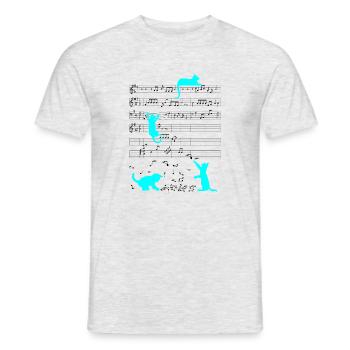 Niedliche Katze Musiknote Musiker Blau - Männer T-Shirt - Grau meliert - Vorne - AI Model Male 178 dark (178cm)