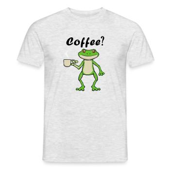 Cute Frog Tired Monday Lazy Coffee - Men's T-Shirt - heather grey - Front - AI Model Male 178 dark (178cm)