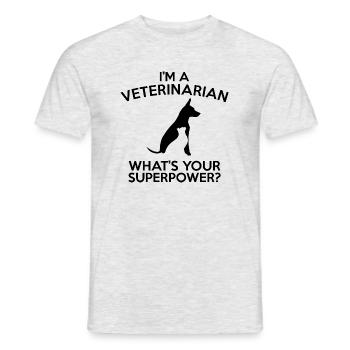 JE SUIS UN VÉTÉRINAIRE QUEL EST VOTRE SUPERPUISSANCE B - T-shirt homme - gris chiné - Devant - AI Model Male 178 dark (178cm)