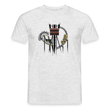 Trio de montagnes russes palpitantes Alton Towers - T-shirt homme - gris chiné - Devant - AI Model Male 178 dark (178cm)