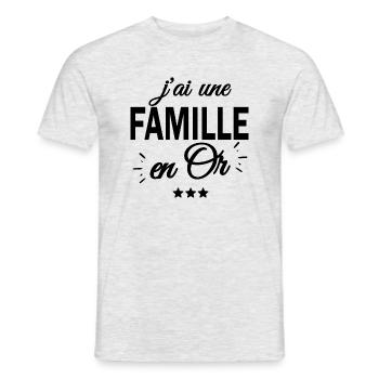 j'ai une famille en or - T-shirt homme - gris chiné - Devant - AI Model Male 178 dark (178cm)