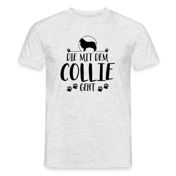 DIE MIT COLLIE Langhaar GEHT Hundespruch Wilsigns - Männer T-Shirt - Grau meliert - Vorne - AI Model Male 178 dark (178cm)