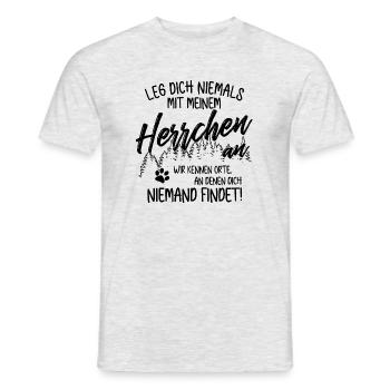 Leg dich nicht mit Herrchen an - Hunde Gassi gehen - Männer T-Shirt - Grau meliert - Vorne - AI Model Male 178 dark (178cm)