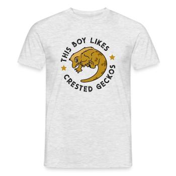 Junge mag Crested Geckos Cute Lizard Reptilien - Männer T-Shirt - Grau meliert - Vorne - AI Model Male 178 dark (178cm)