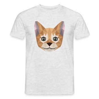 Cute Cat Art Kitty Puristischer Stil Lustige - Männer T-Shirt - Grau meliert - Vorne - AI Model Male 178 dark (178cm)
