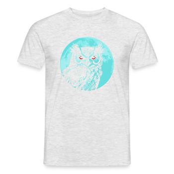 Süße Eule, Mond, Natur, Wildtiere, Waldtiere - Männer T-Shirt - Grau meliert - Vorne - AI Model Male 178 dark (178cm)